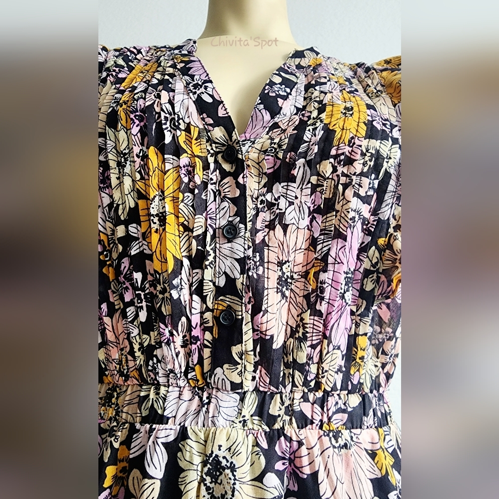 ๐๏ธ๐ท BB DAKOTA Know Your Flower cotton voile mini lace trim blossom print S - Picture 11 of 16